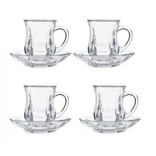 SET 4 TAZAS CAFE VIVALTO VIDRIO C/PLATOS 12.5CL